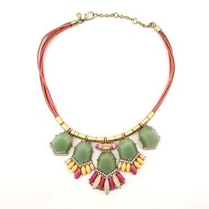 J. Crew Green and Pink Multi-Stone Necklace